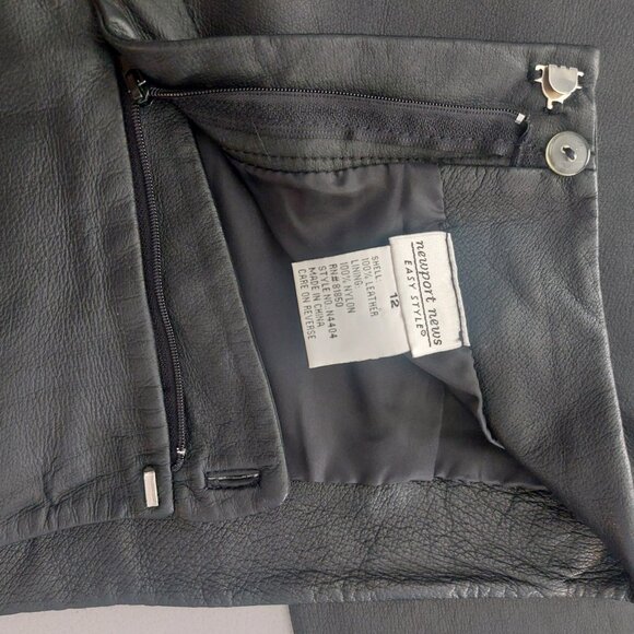 Tailored Black Leather Pants Women Size 10 Straight Leg Fully Lined Flat Front - Picture 5 of 12